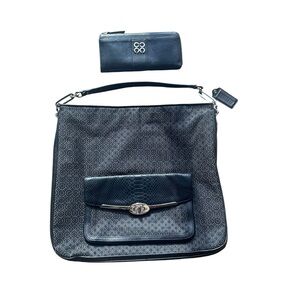 Coach black Madison Op Art Hobo bag & leather wallet  Y2K preppy minimalist $448